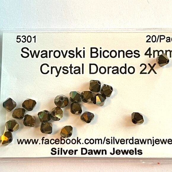 As Low As $2𝅺 4mm Crystal Dorado 2X Swarovski Crystal Bicone 5301 Beads 20pcs - Picture 3 of 3